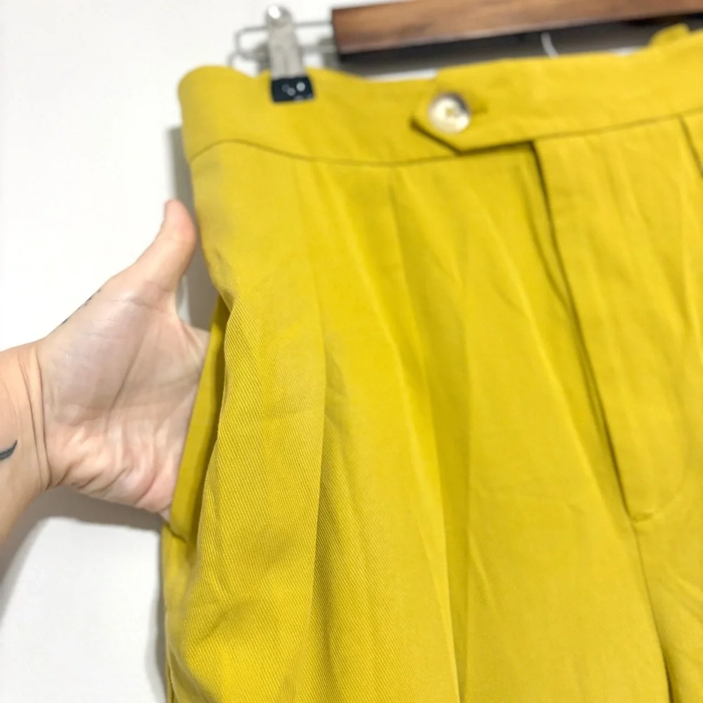 Free People Gabbie Vest Suit Set Bitter Oil Yellow Mid Rise Pant NEW Size 12 NWT